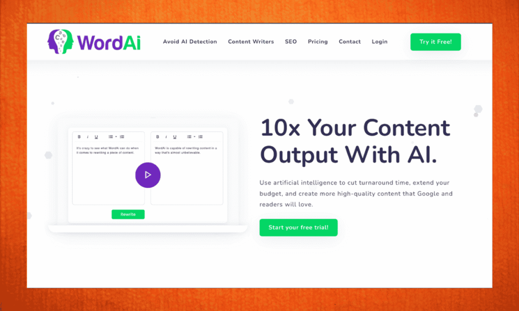 WordAI honest Review (Home Page)